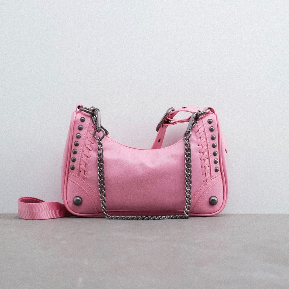 New Pink Zara Rocker Crossbody Bag